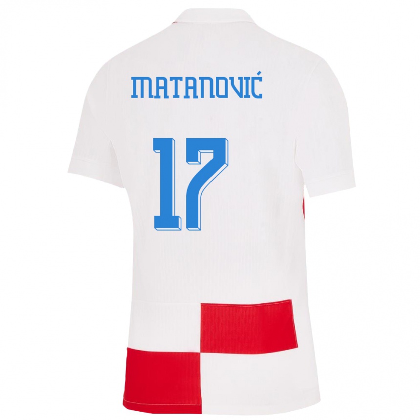 Kinder Fußball Kroatien Igor Matanovic #17 Weiß Rot Heimtrikot Trikot 24-26 T-Shirt Luxemburg