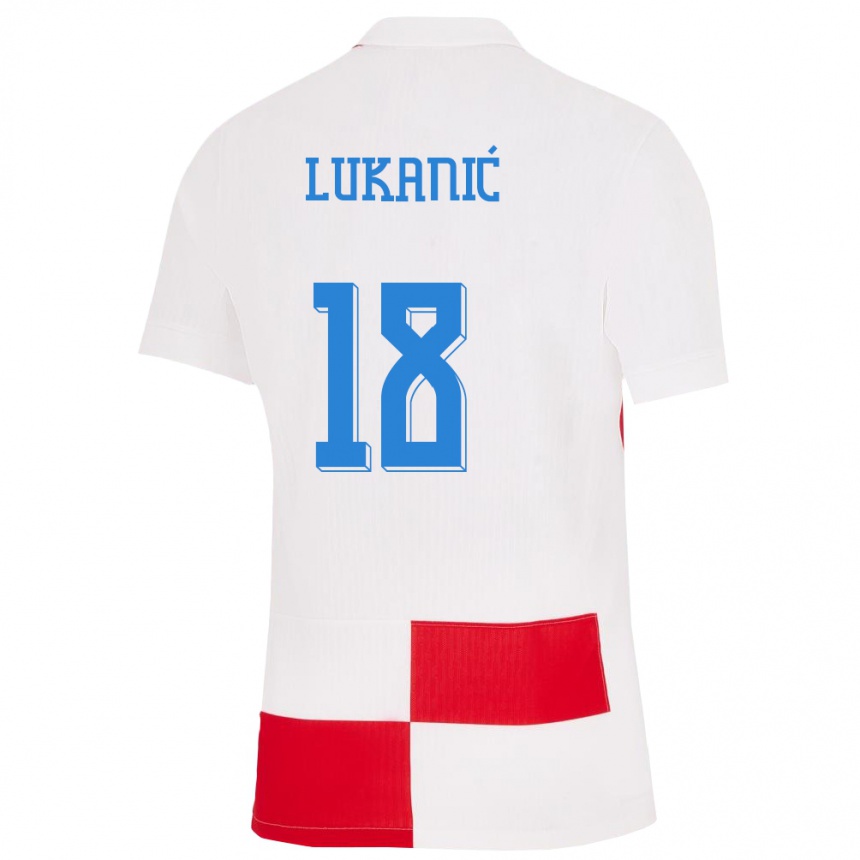 Kinder Fußball Kroatien Luka Lukanic #18 Weiß Rot Heimtrikot Trikot 24-26 T-Shirt Luxemburg