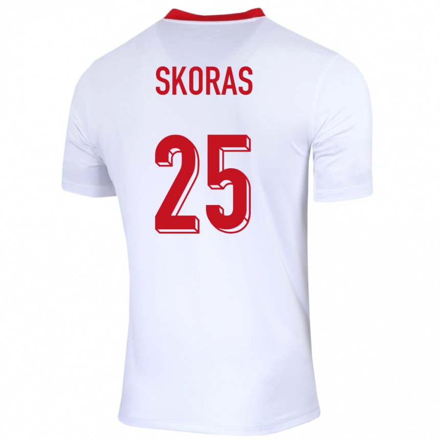 Kinder Fußball Polen Michal Skoras #25 Weiß Heimtrikot Trikot 24-26 T-Shirt Luxemburg