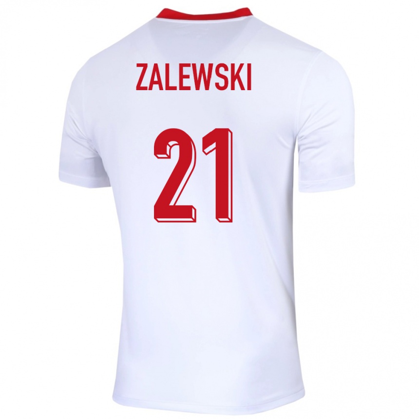 Kinder Fußball Polen Nicola Zalewski #21 Weiß Heimtrikot Trikot 24-26 T-Shirt Luxemburg