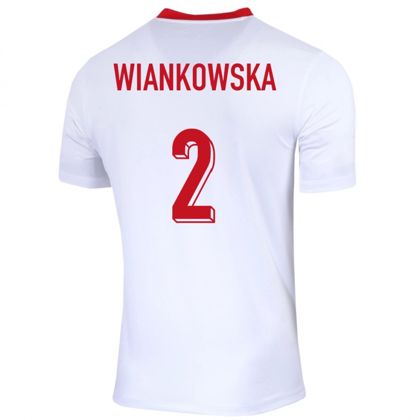 Kinder Fußball Polen Martyna Wiankowska #2 Weiß Heimtrikot Trikot 24-26 T-Shirt Luxemburg