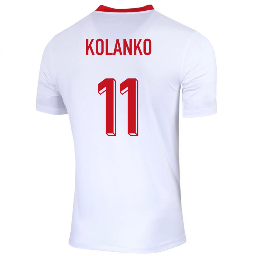 Kinder Fußball Polen Krzysztof Kolanko #11 Weiß Heimtrikot Trikot 24-26 T-Shirt Luxemburg