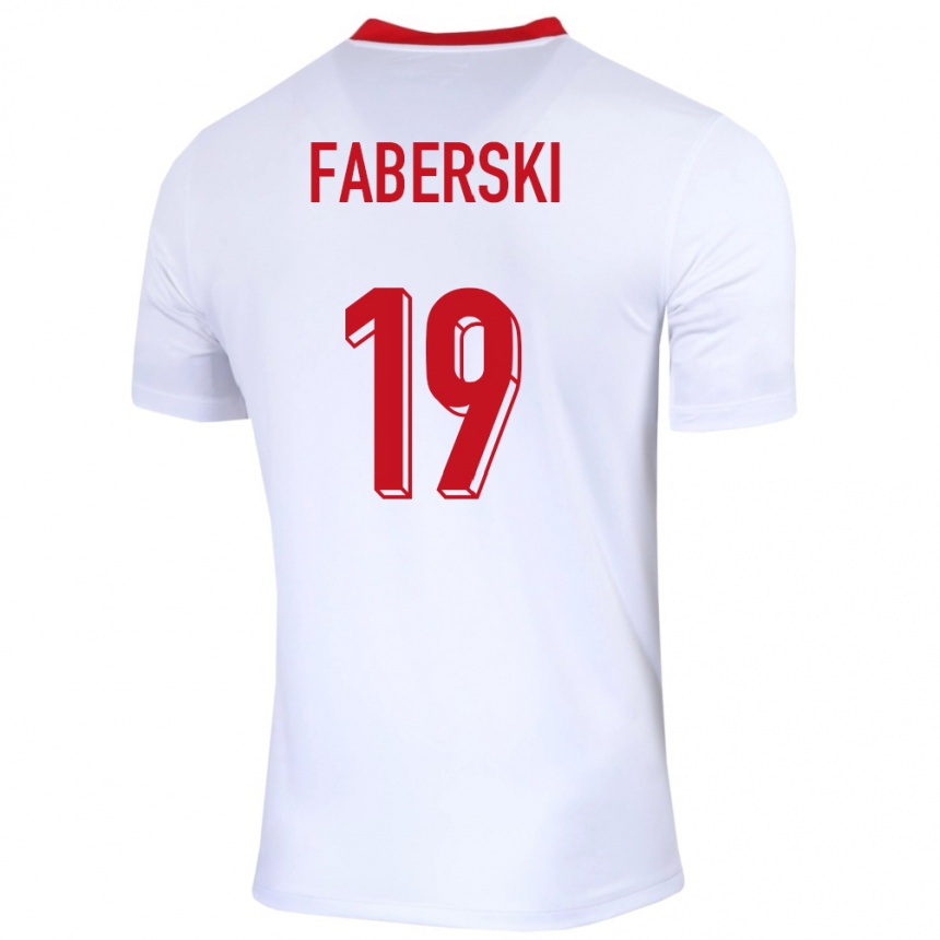 Kinder Fußball Polen Jan Faberski #19 Weiß Heimtrikot Trikot 24-26 T-Shirt Luxemburg