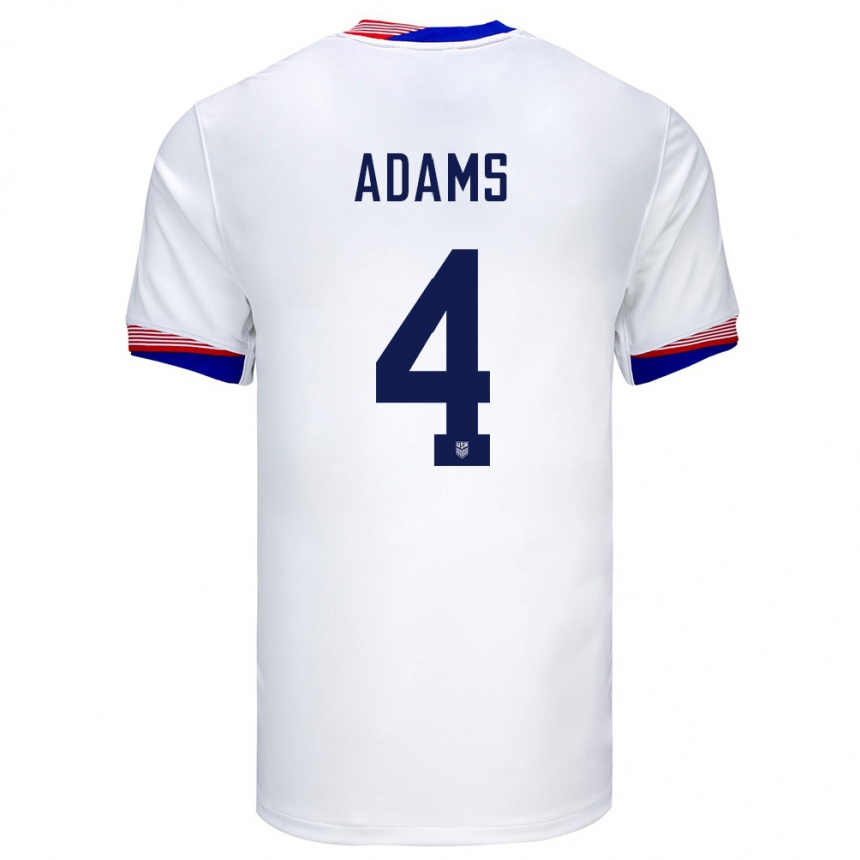 Kinder Fußball Vereinigte Staaten Tyler Adams #4 Weiß Heimtrikot Trikot 24-26 T-Shirt Luxemburg