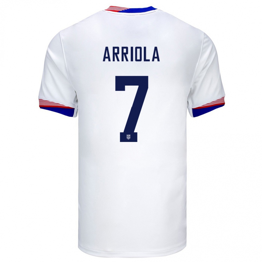 Kinder Fußball Vereinigte Staaten Paul Arriola #7 Weiß Heimtrikot Trikot 24-26 T-Shirt Luxemburg