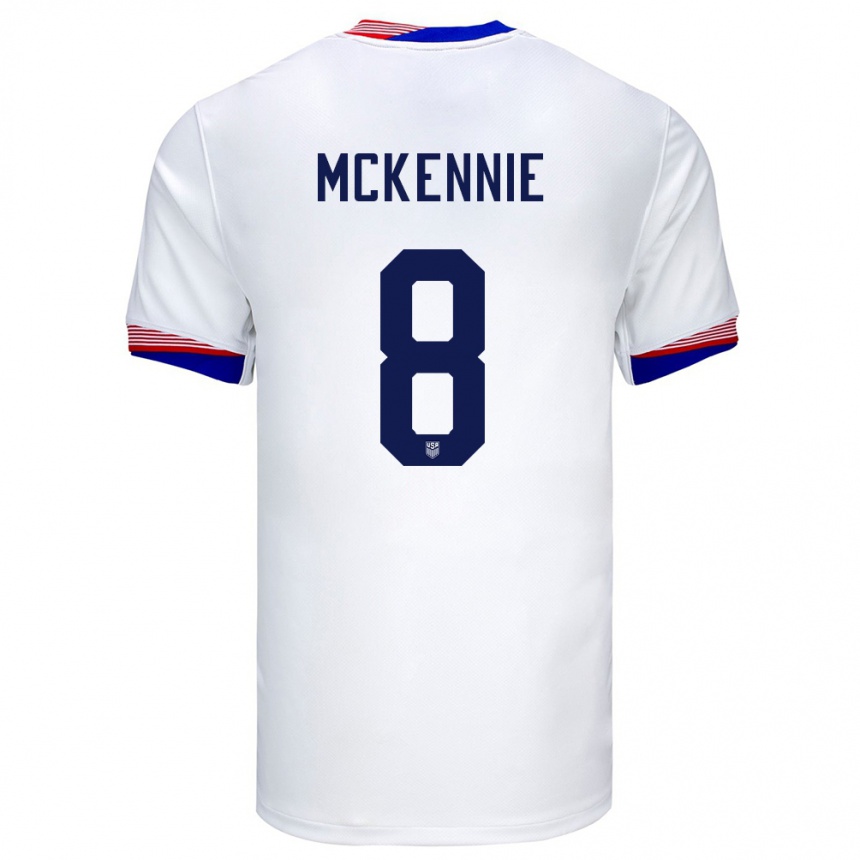 Kinder Fußball Vereinigte Staaten Weston Mckennie #8 Weiß Heimtrikot Trikot 24-26 T-Shirt Luxemburg