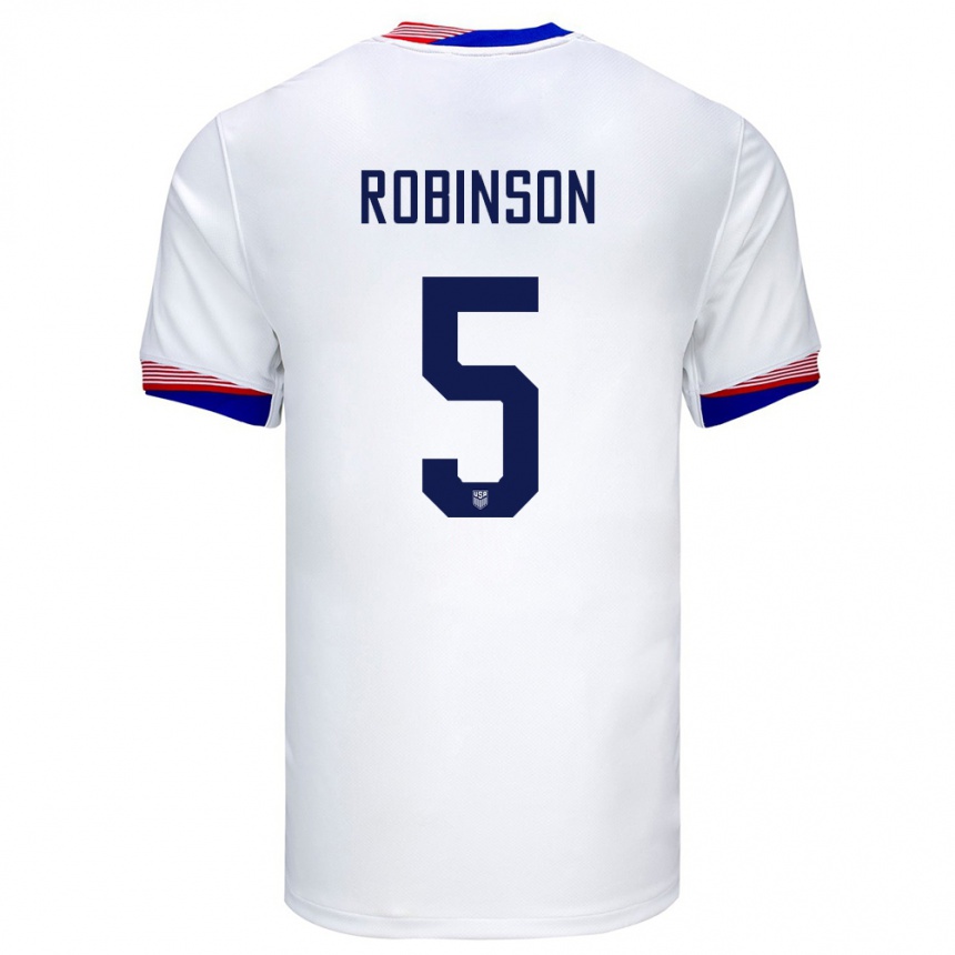 Kinder Fußball Vereinigte Staaten Antonee Robinson #5 Weiß Heimtrikot Trikot 24-26 T-Shirt Luxemburg