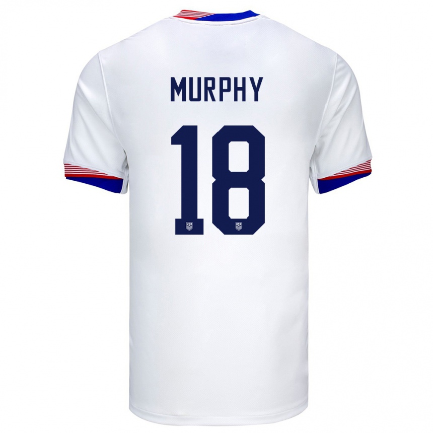 Kinder Fußball Vereinigte Staaten Casey Murphy #18 Weiß Heimtrikot Trikot 24-26 T-Shirt Luxemburg