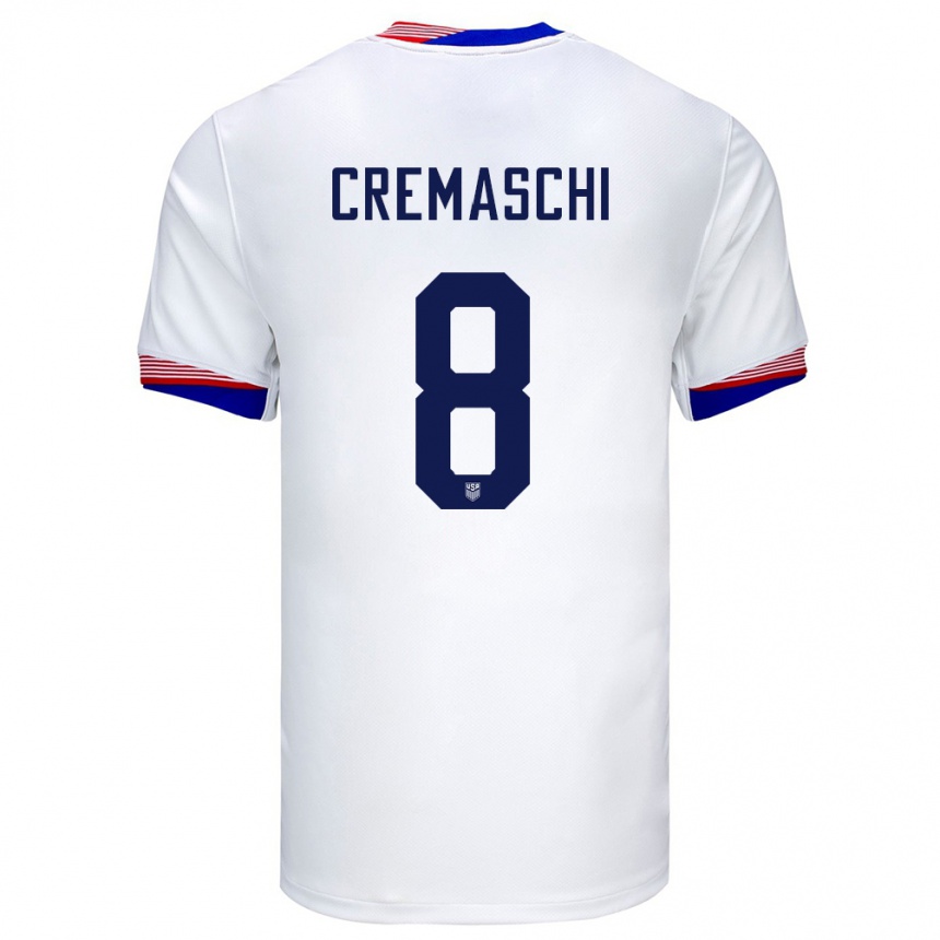 Kinder Fußball Vereinigte Staaten Benjamin Cremaschi #8 Weiß Heimtrikot Trikot 24-26 T-Shirt Luxemburg