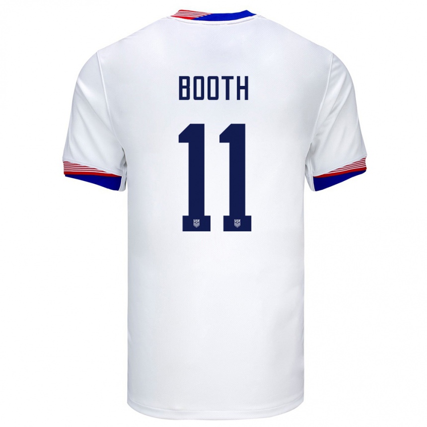 Kinder Fußball Vereinigte Staaten Zach Booth #11 Weiß Heimtrikot Trikot 24-26 T-Shirt Luxemburg