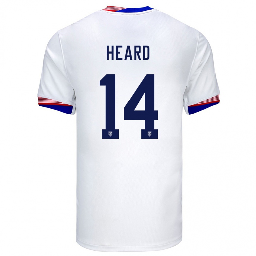 Kinder Fußball Vereinigte Staaten Aaron Heard #14 Weiß Heimtrikot Trikot 24-26 T-Shirt Luxemburg