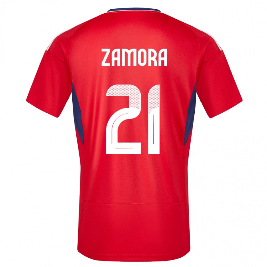 Kinder Fußball Costa Rica Alvaro Zamora #21 Rot Heimtrikot Trikot 24-26 T-Shirt Luxemburg