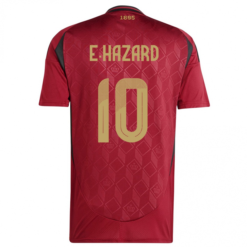 Kinder Fußball Belgien Eden Hazard #10 Burgund Heimtrikot Trikot 24-26 T-Shirt Luxemburg