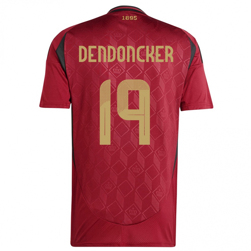 Kinder Fußball Belgien Leander Dendoncker #19 Burgund Heimtrikot Trikot 24-26 T-Shirt Luxemburg