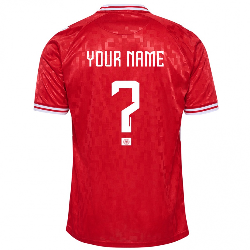 Kinder Fußball Dänemark Ihren Namen #0 Rot Heimtrikot Trikot 24-26 T-Shirt Luxemburg