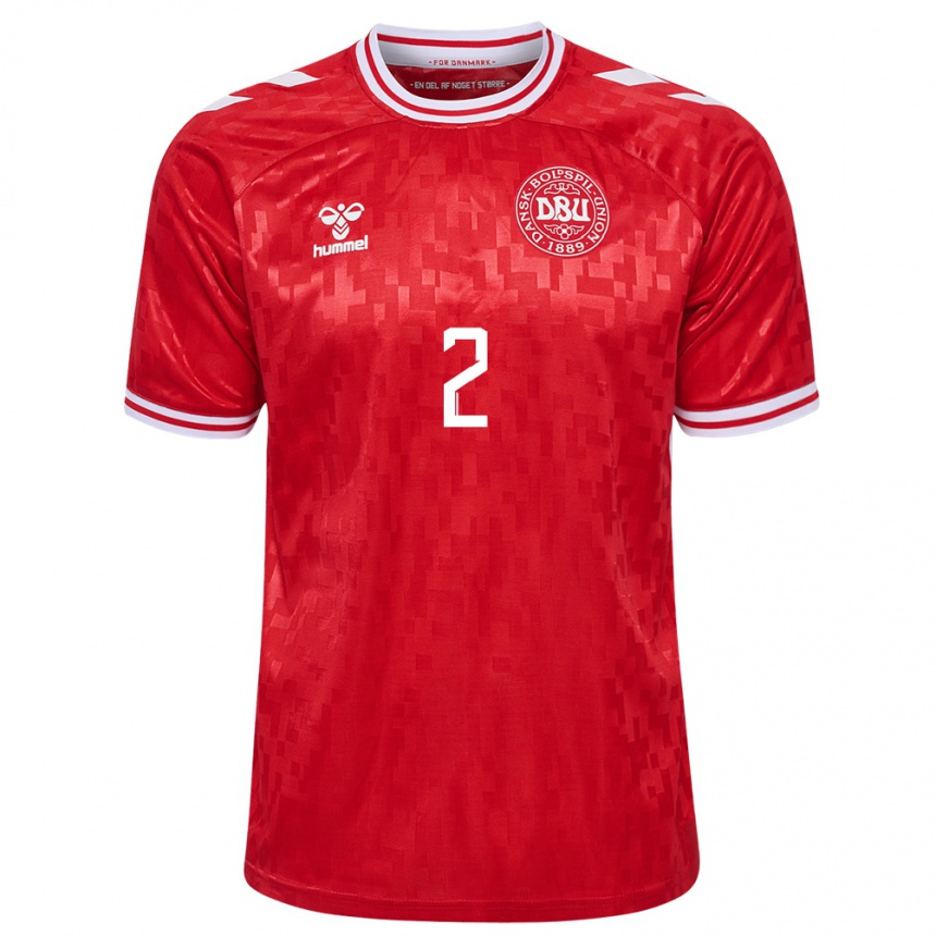 Kinder Fußball Dänemark Victor Gustafsen #2 Rot Heimtrikot Trikot 24-26 T-Shirt Luxemburg