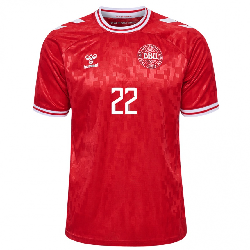 Kinder Fußball Dänemark Frederik Ronnow #22 Rot Heimtrikot Trikot 24-26 T-Shirt Luxemburg