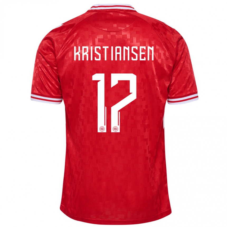 Kinder Fußball Dänemark Victor Kristiansen #17 Rot Heimtrikot Trikot 24-26 T-Shirt Luxemburg