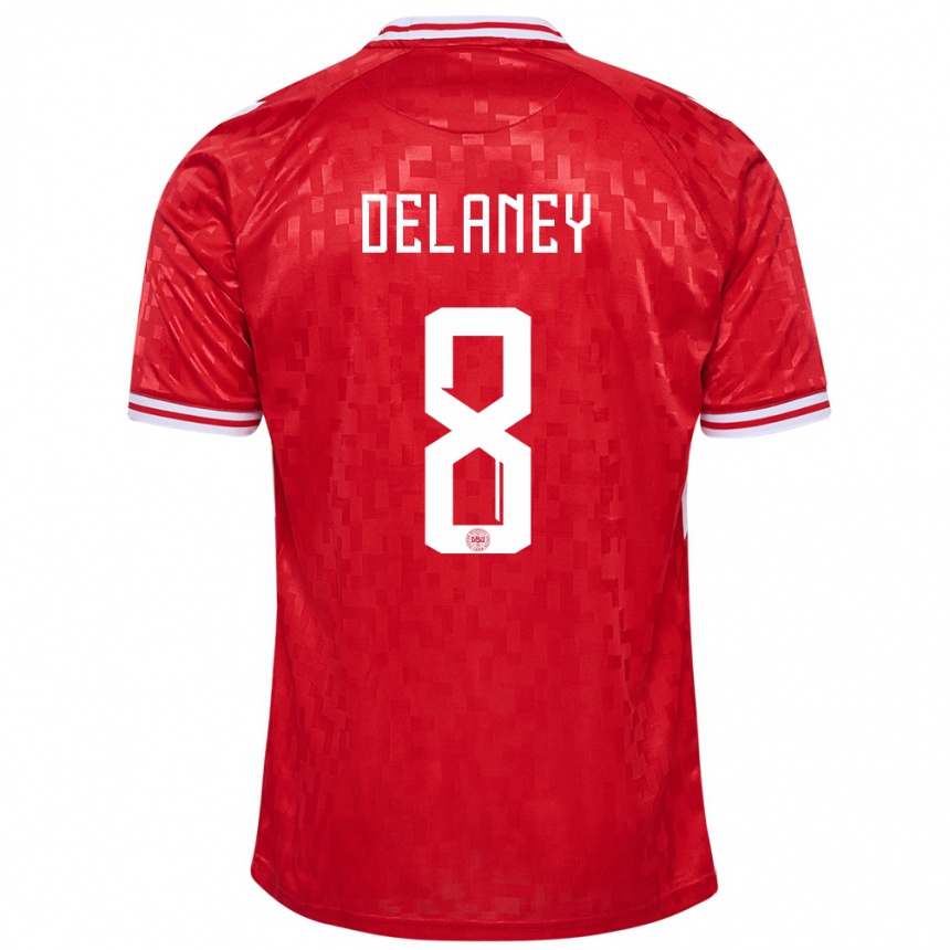 Kinder Fußball Dänemark Thomas Delaney #8 Rot Heimtrikot Trikot 24-26 T-Shirt Luxemburg