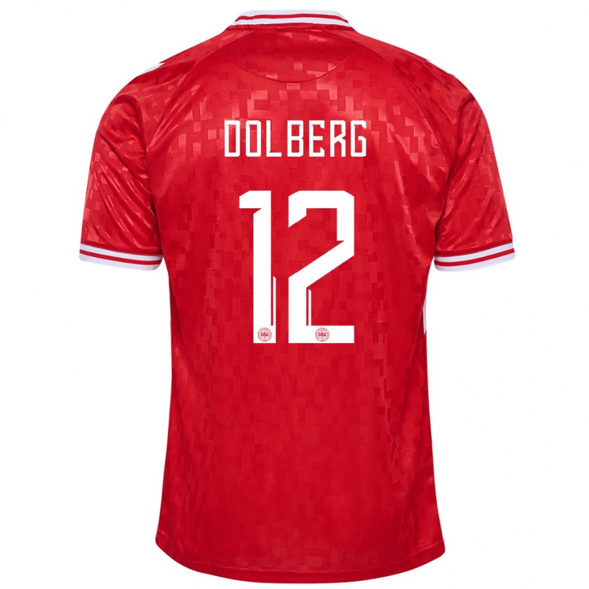 Kinder Fußball Dänemark Kasper Dolberg #12 Rot Heimtrikot Trikot 24-26 T-Shirt Luxemburg