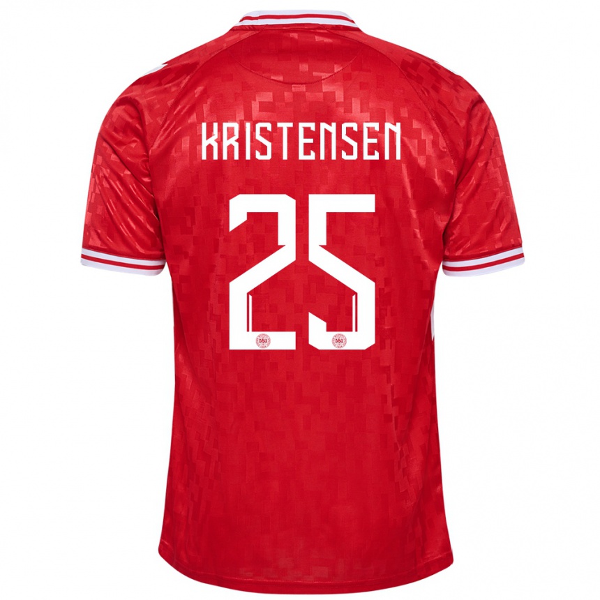 Kinder Fußball Dänemark Rasmus Kristensen #25 Rot Heimtrikot Trikot 24-26 T-Shirt Luxemburg