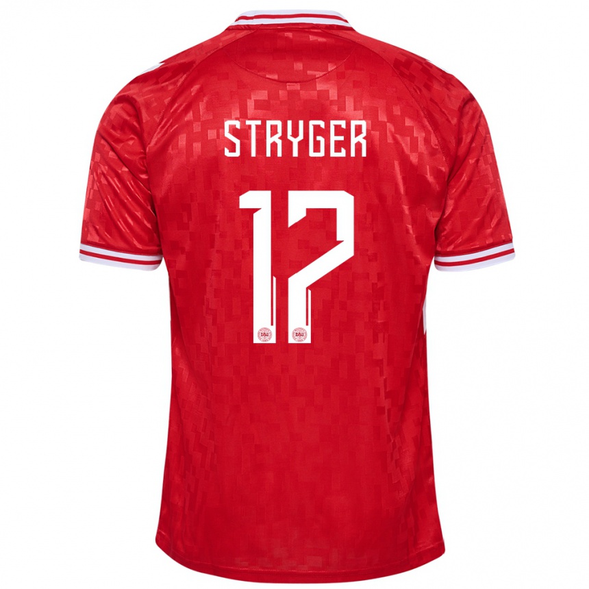 Kinder Fußball Dänemark Jens Stryger Larsen #17 Rot Heimtrikot Trikot 24-26 T-Shirt Luxemburg