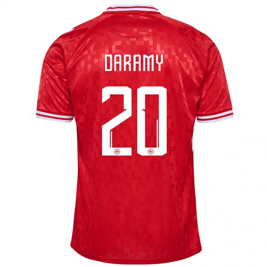 Kinder Fußball Dänemark Mohamed Daramy #20 Rot Heimtrikot Trikot 24-26 T-Shirt Luxemburg