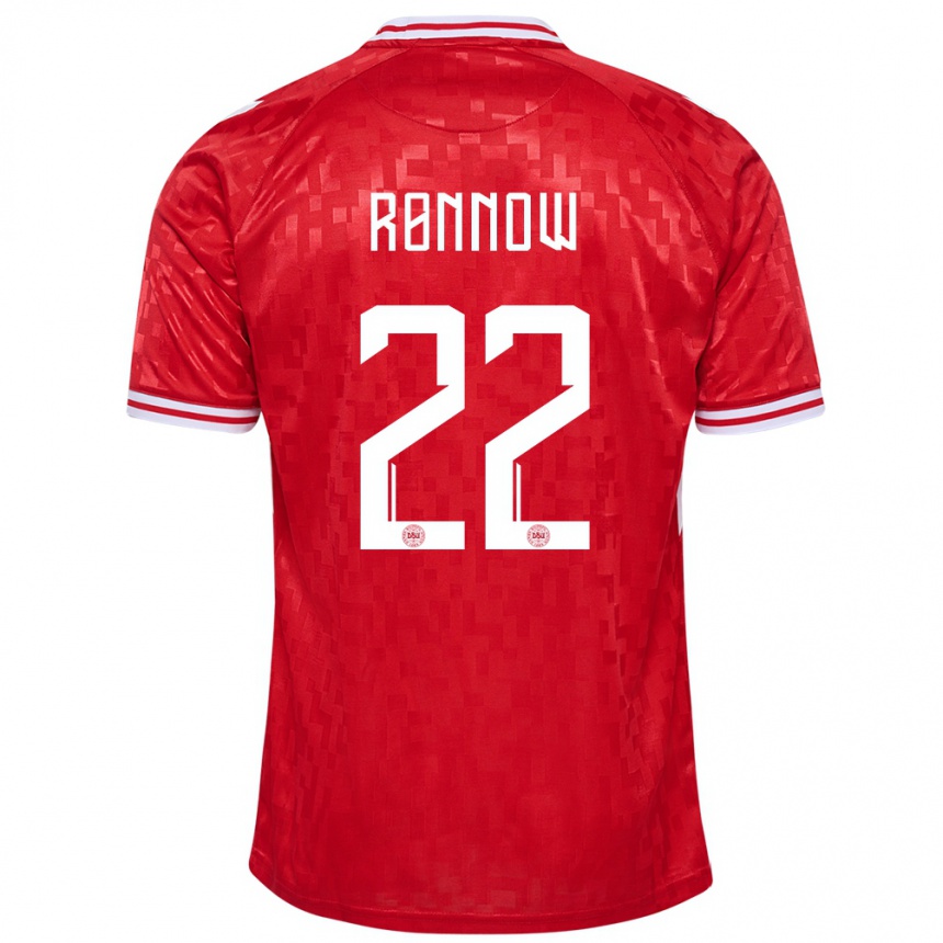 Kinder Fußball Dänemark Frederik Ronnow #22 Rot Heimtrikot Trikot 24-26 T-Shirt Luxemburg