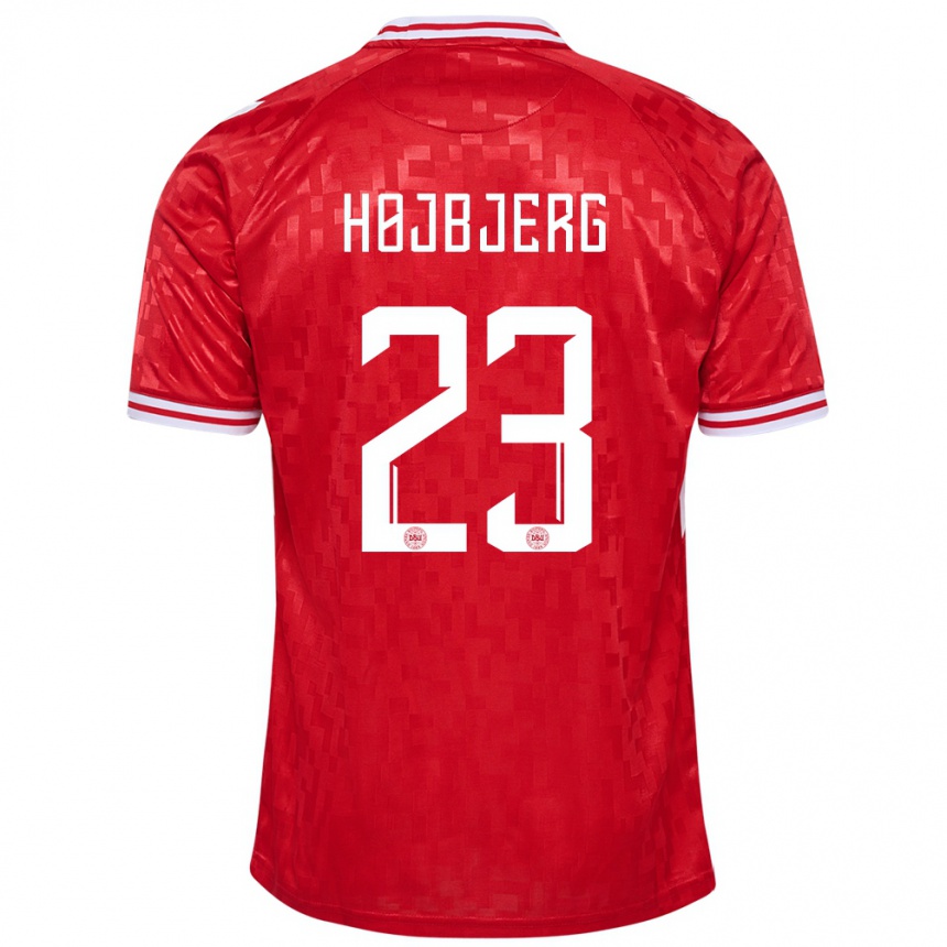 Kinder Fußball Dänemark Pierre Emile Hojbjerg #23 Rot Heimtrikot Trikot 24-26 T-Shirt Luxemburg