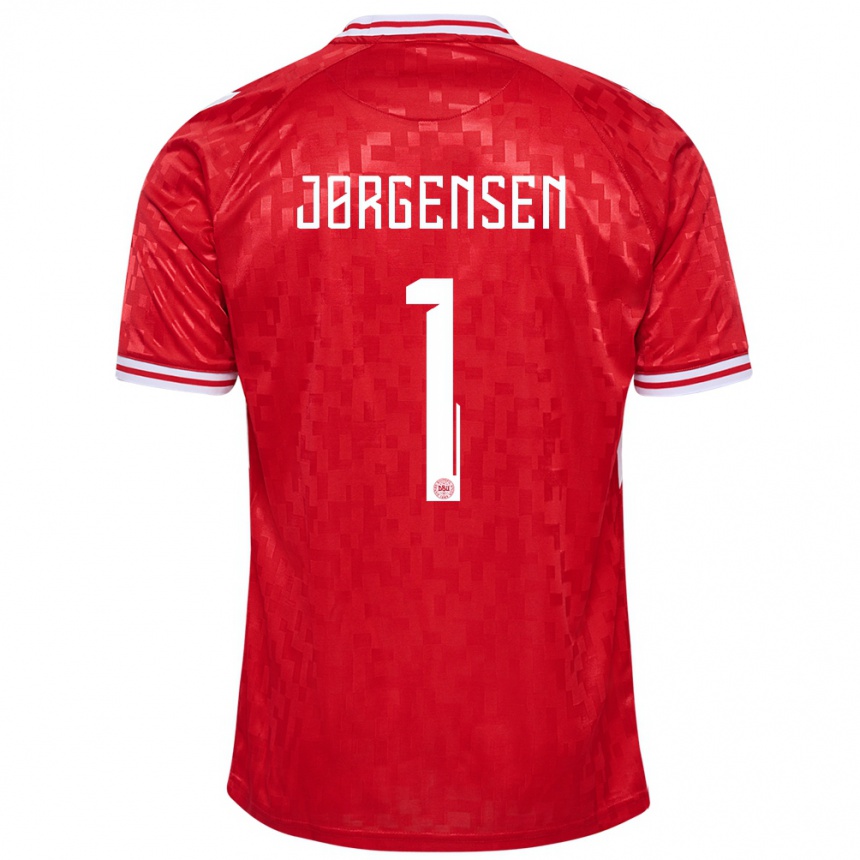 Kinder Fußball Dänemark Filip Jørgensen #1 Rot Heimtrikot Trikot 24-26 T-Shirt Luxemburg