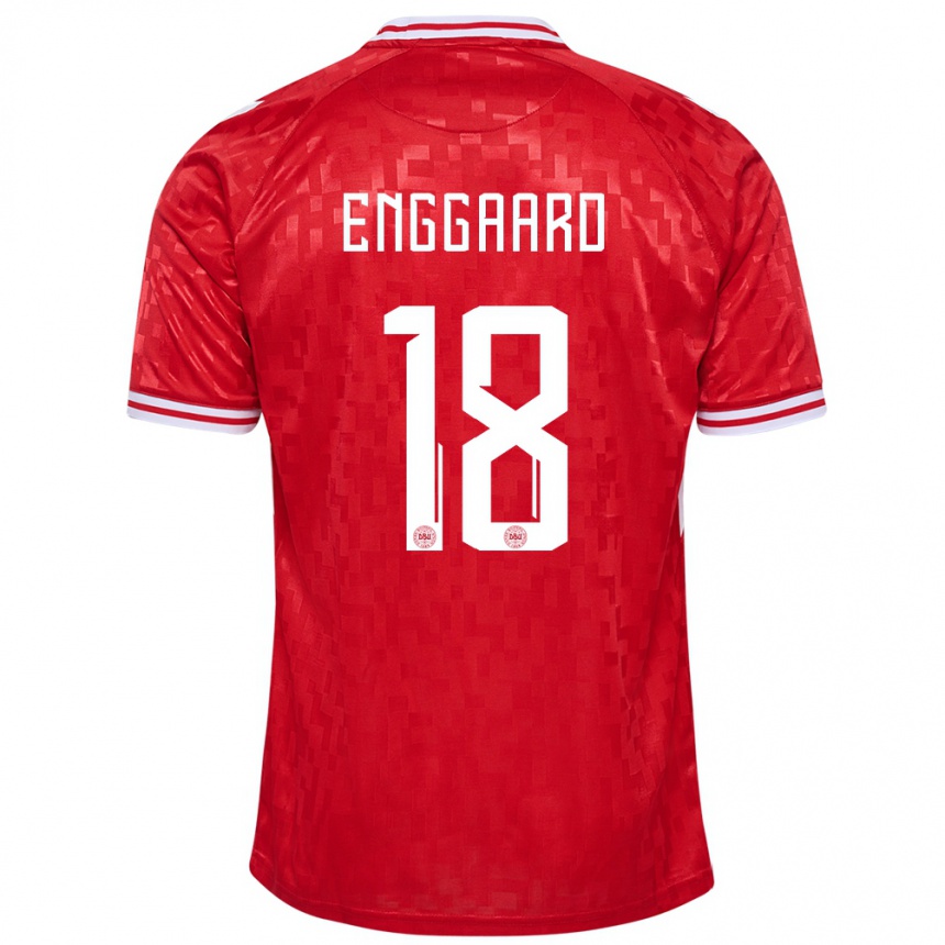 Kinder Fußball Dänemark Mads Enggaard #18 Rot Heimtrikot Trikot 24-26 T-Shirt Luxemburg