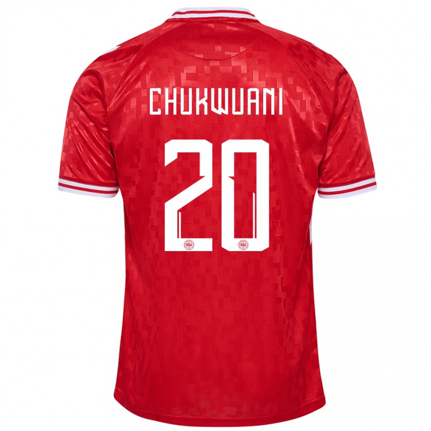 Kinder Fußball Dänemark Tochi Chukwuani #20 Rot Heimtrikot Trikot 24-26 T-Shirt Luxemburg