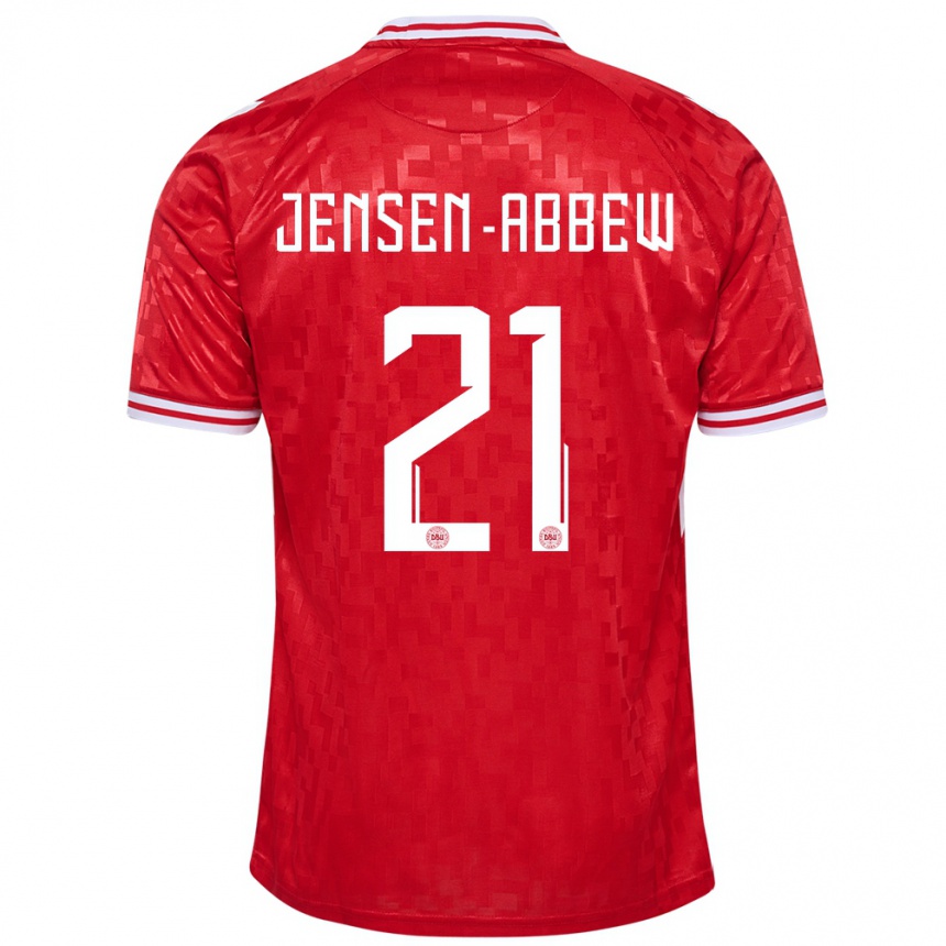 Kinder Fußball Dänemark Jonas Jensen-Abbew #21 Rot Heimtrikot Trikot 24-26 T-Shirt Luxemburg