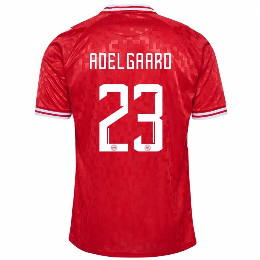 Kinder Fußball Dänemark Aske Adelgaard #23 Rot Heimtrikot Trikot 24-26 T-Shirt Luxemburg