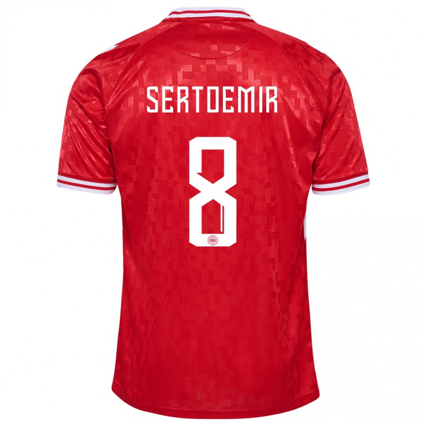 Kinder Fußball Dänemark Zidan Sertdemir #8 Rot Heimtrikot Trikot 24-26 T-Shirt Luxemburg