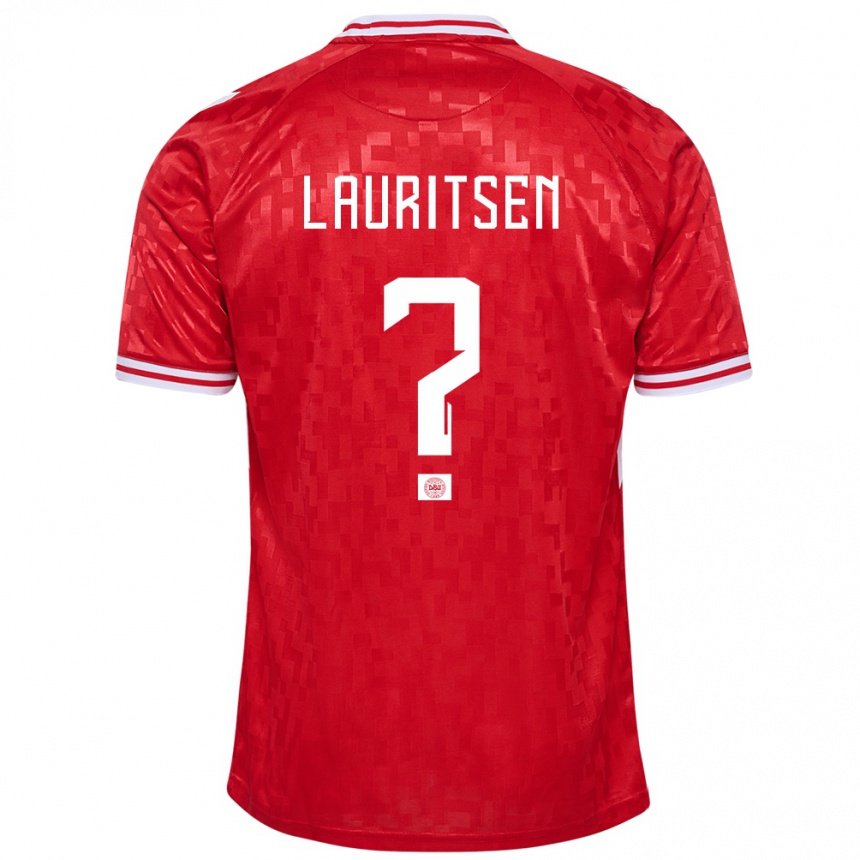 Kinder Fußball Dänemark Mads Lauritsen #0 Rot Heimtrikot Trikot 24-26 T-Shirt Luxemburg