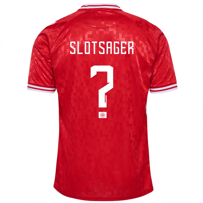 Kinder Fußball Dänemark Tobias Slotsager #0 Rot Heimtrikot Trikot 24-26 T-Shirt Luxemburg