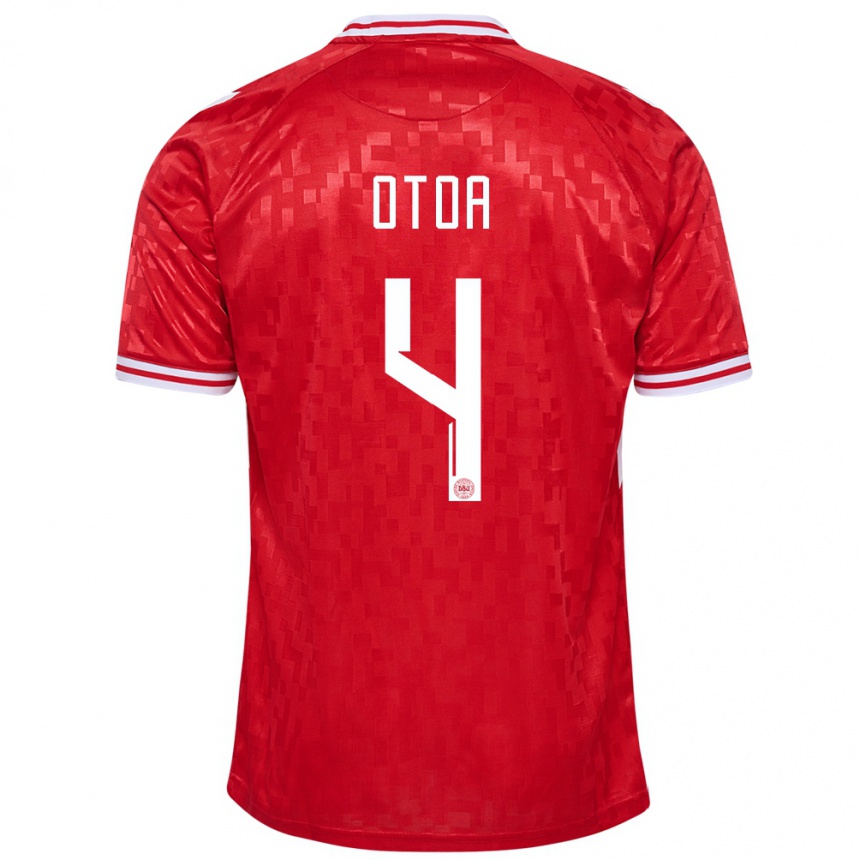 Kinder Fußball Dänemark Sebastian Otoa #4 Rot Heimtrikot Trikot 24-26 T-Shirt Luxemburg