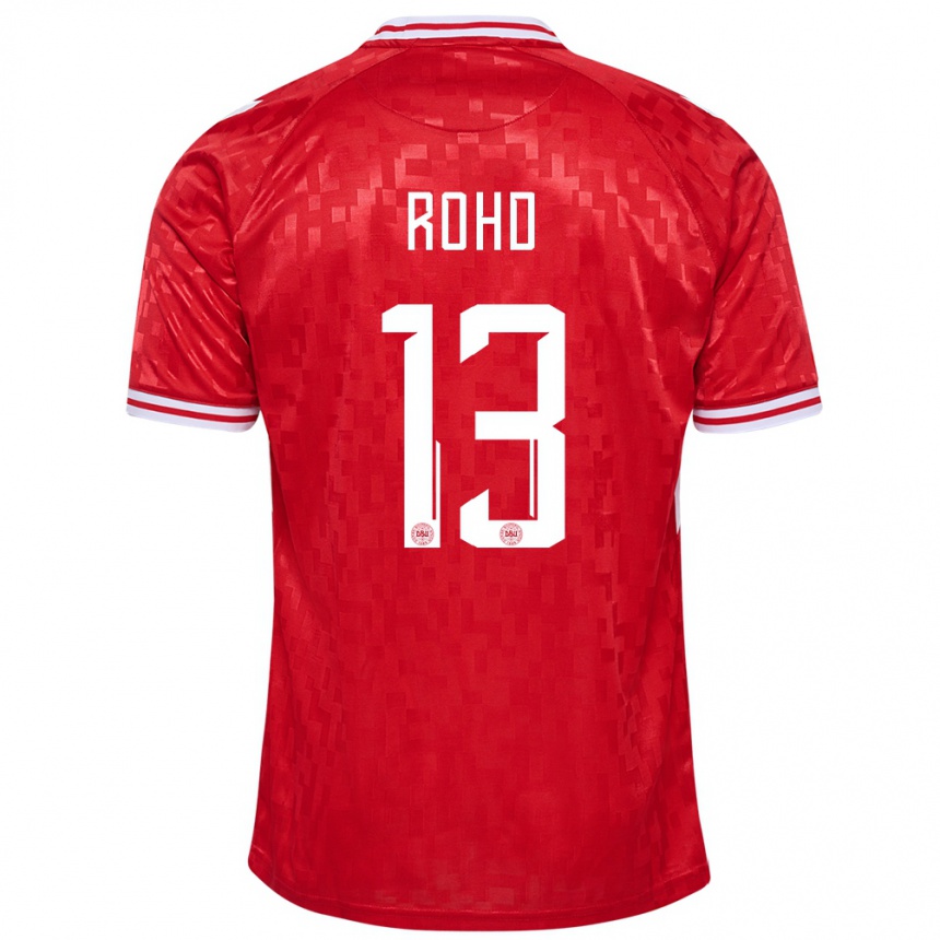 Kinder Fußball Dänemark Emil Rohd #13 Rot Heimtrikot Trikot 24-26 T-Shirt Luxemburg