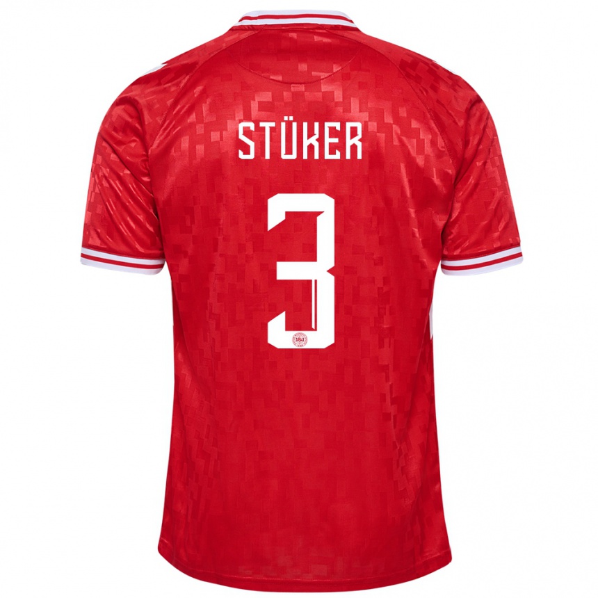 Kinder Fußball Dänemark Simon Stüker #3 Rot Heimtrikot Trikot 24-26 T-Shirt Luxemburg