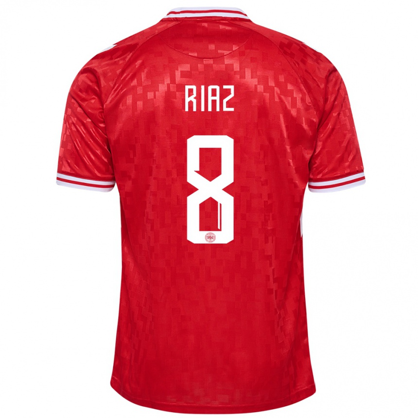 Kinder Fußball Dänemark Danial Riaz #8 Rot Heimtrikot Trikot 24-26 T-Shirt Luxemburg