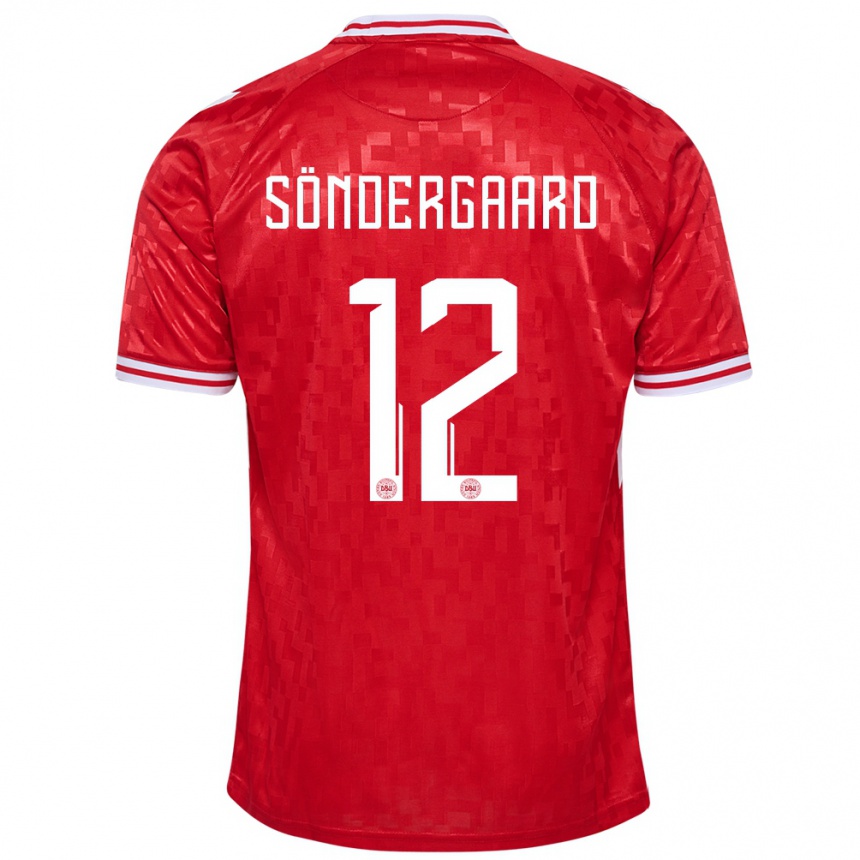 Kinder Fußball Dänemark Philip Söndergaard #12 Rot Heimtrikot Trikot 24-26 T-Shirt Luxemburg