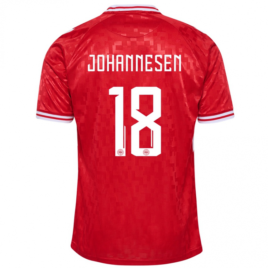 Kinder Fußball Dänemark Sofus Johannesen #18 Rot Heimtrikot Trikot 24-26 T-Shirt Luxemburg