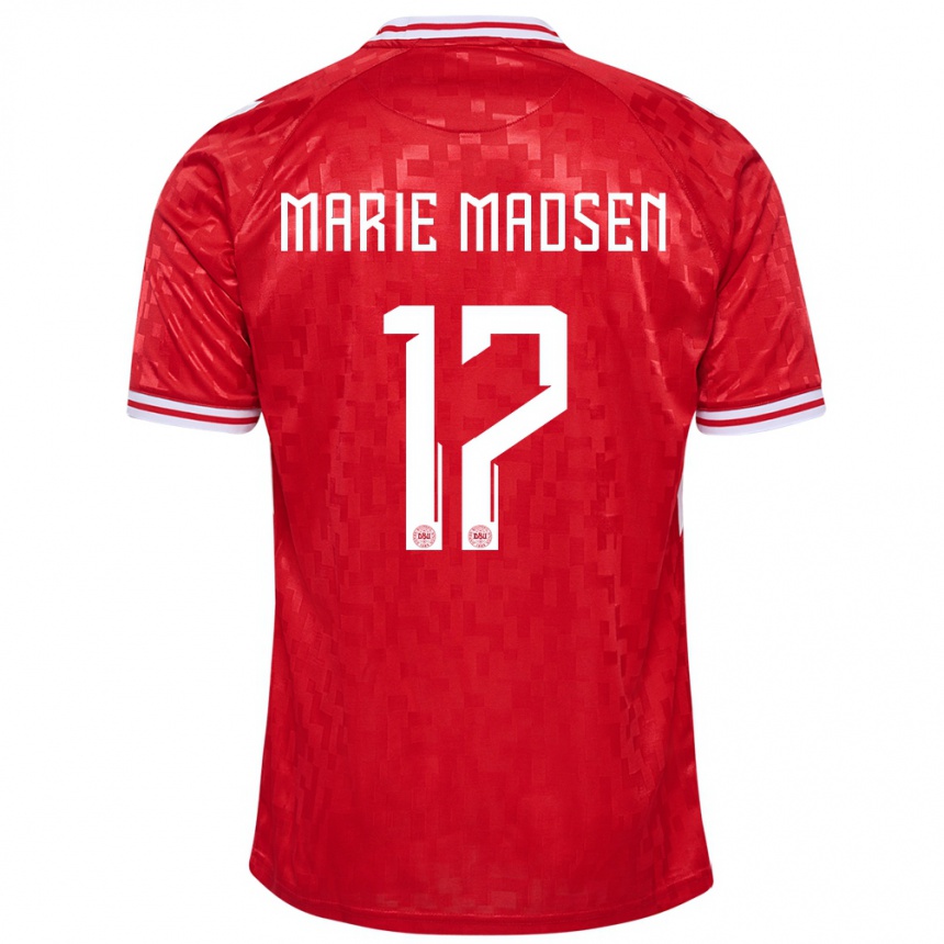 Kinder Fußball Dänemark Rikke Marie Madsen #17 Rot Heimtrikot Trikot 24-26 T-Shirt Luxemburg