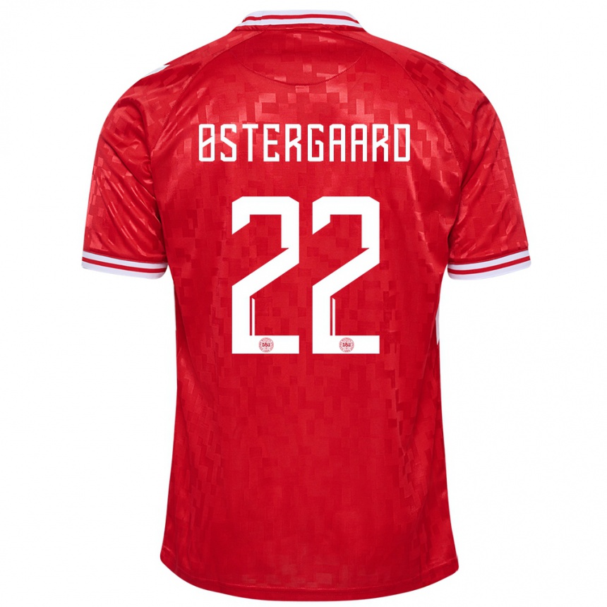 Kinder Fußball Dänemark Maja Bay Ostergaard #22 Rot Heimtrikot Trikot 24-26 T-Shirt Luxemburg