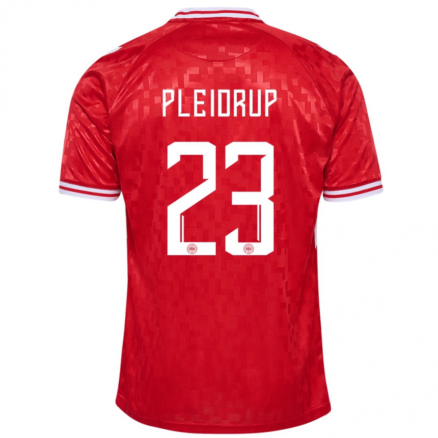 Kinder Fußball Dänemark Caroline Pleidrup #23 Rot Heimtrikot Trikot 24-26 T-Shirt Luxemburg