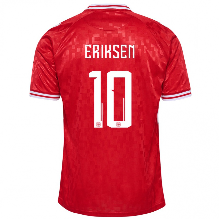 Kinder Fußball Dänemark Christian Eriksen #10 Rot Heimtrikot Trikot 24-26 T-Shirt Luxemburg
