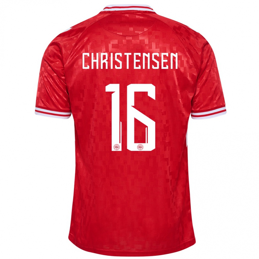 Kinder Fußball Dänemark Oliver Christensen #16 Rot Heimtrikot Trikot 24-26 T-Shirt Luxemburg