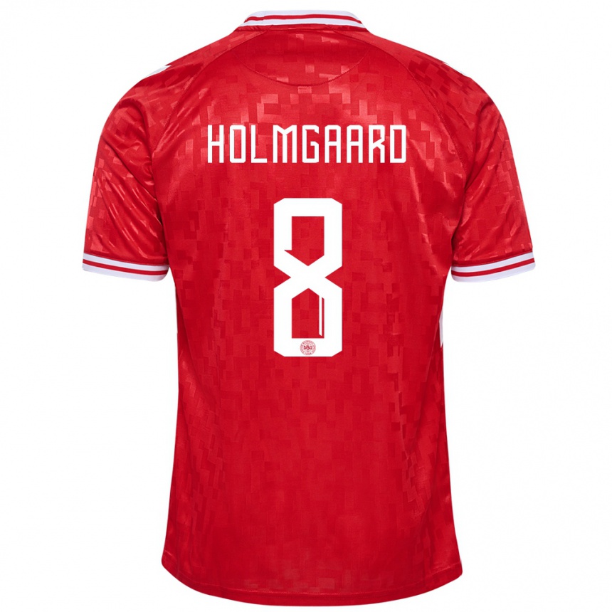 Kinder Fußball Dänemark Sara Holmgaard #8 Rot Heimtrikot Trikot 24-26 T-Shirt Luxemburg