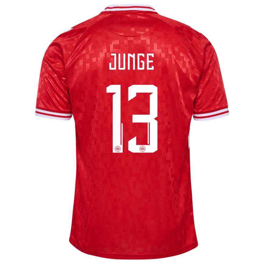 Kinder Fußball Dänemark Sofie Junge #13 Rot Heimtrikot Trikot 24-26 T-Shirt Luxemburg